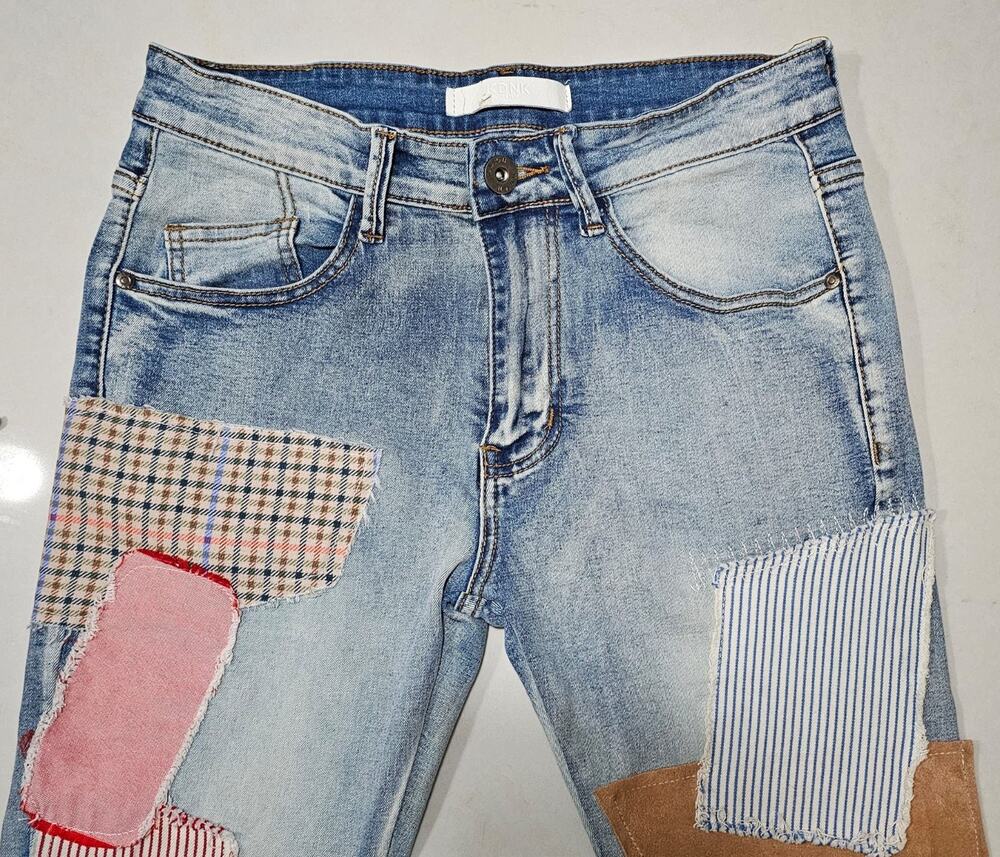 KDNK Womens Patchwork Skinny Jeans Size 30 Light Wash Stretch Denim...